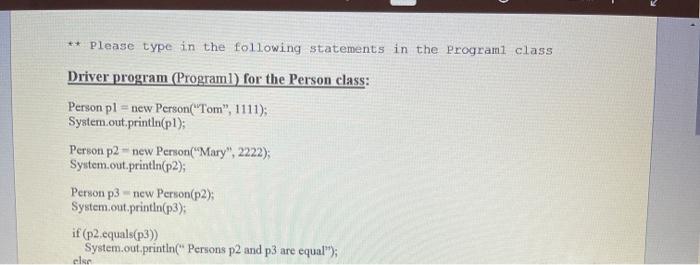 named Projecti which contains the person class as well as the driver