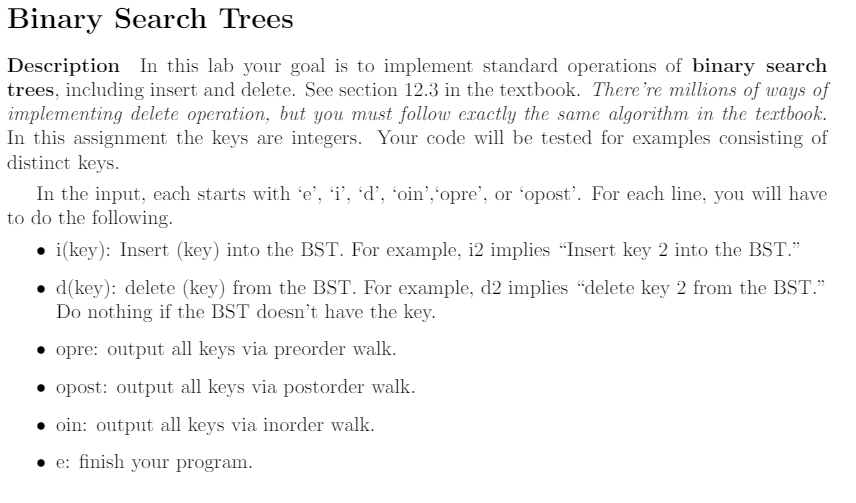 Please write the following program in C++: Instructions: ' Sample Input/Output: Delete