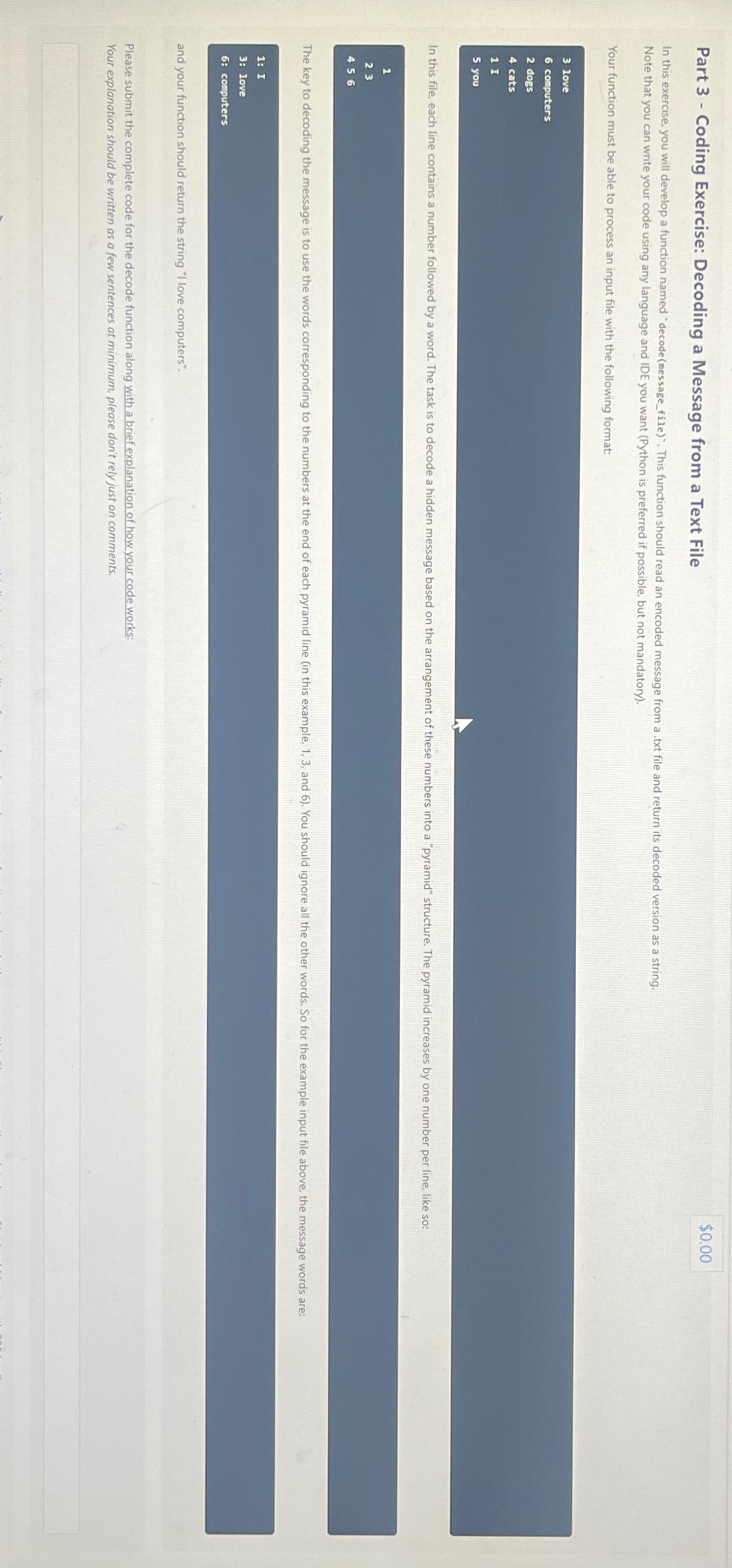  Part 3- Coding Exercise: Decoding a Message from a Text File