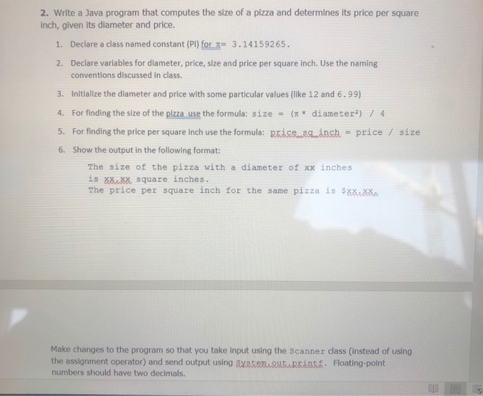  2. Write a Java program that computes the size of a