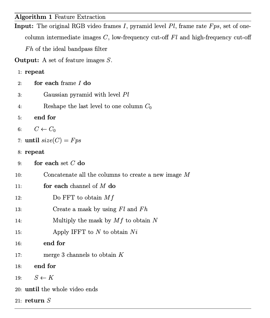  Write an explanation about this algorithm. Algorithm 1 Feature Extraction Input: