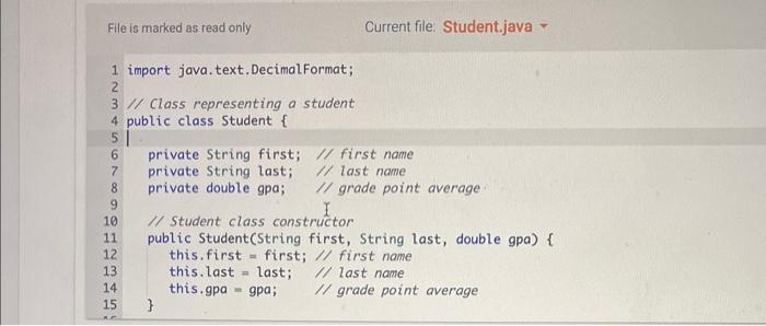 contains an ArrayList of Student objects as a course roster. (Type your