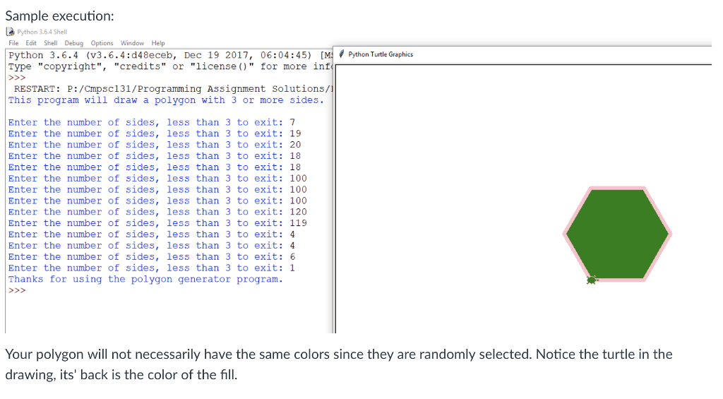I need some help with this project in python, thanks! Regular Polygons