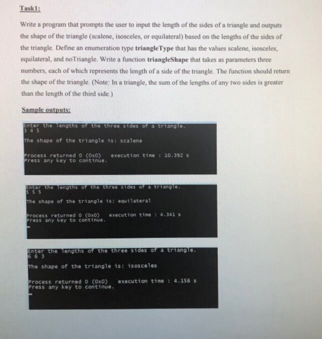  Taskl Write a program that prompts the user to input the