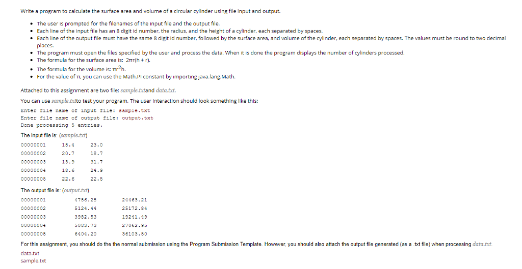  Write a program to calculate the surface area and volume of