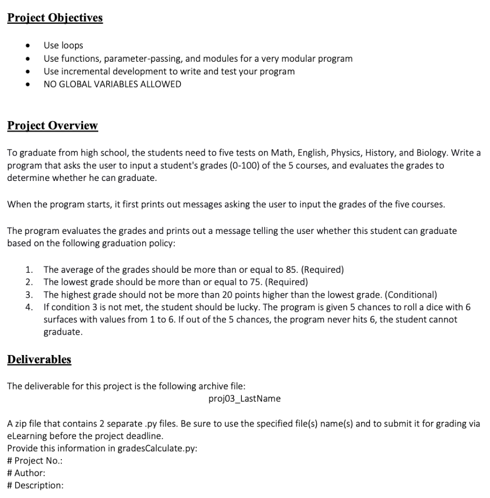 Please explain with detail on how to do please Project Objectives Use