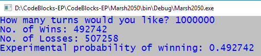 It can be shown analytically that the long term probability of winning
