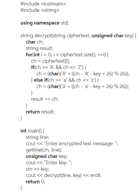be Enter plain text: Enter Key: Encrypted Version of Message : Decrypted