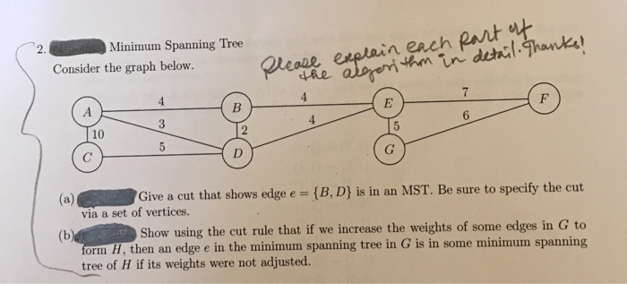  Minimum Spanning Tree in each en Consider the graph below. 10