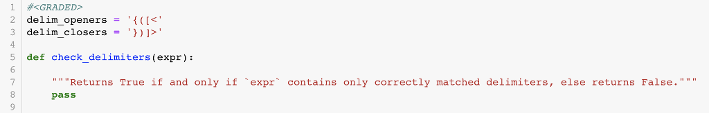 not know how to do the delimiters that include "{([ 1 #