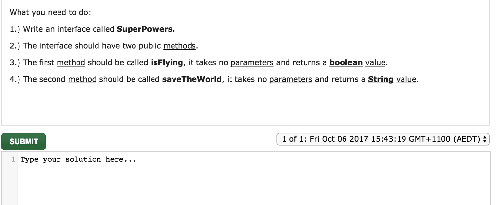 JAVA PLEASE What you need to do: 1.) Write an interface called