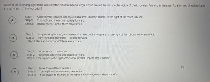 triangle The robot cannot move to a black square or move beyond
