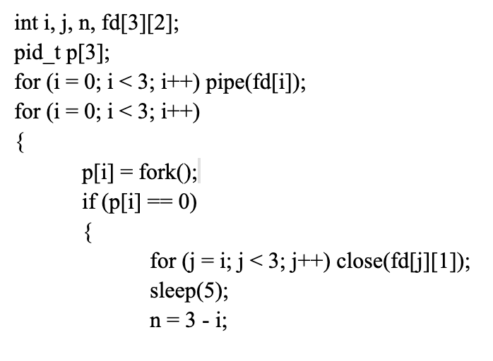 The following C program is executed on a LINUX OS. The system