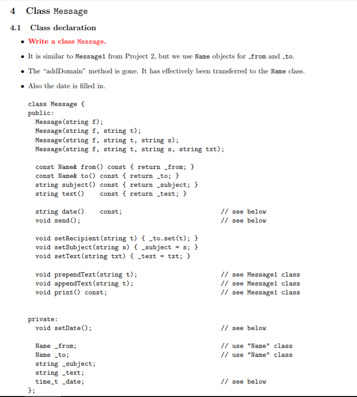 class Name class Name public Name) Ch Name(string set(s); void set(string s);