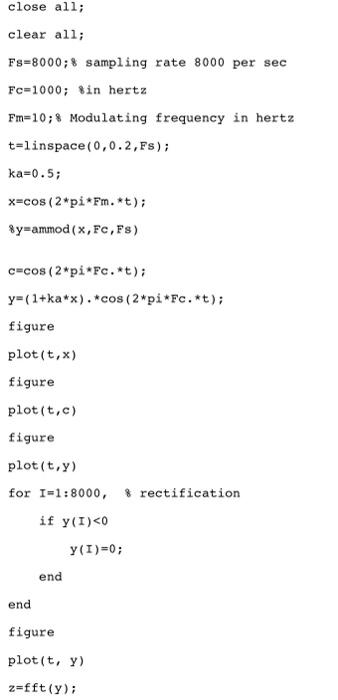 1.00 and 1.25. Plot the modulated and demodulated signals. When does the