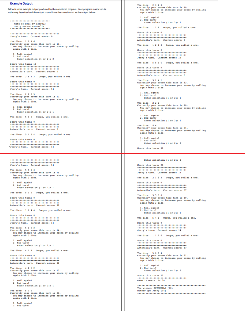 I need to write a program that outputs exactly as in the