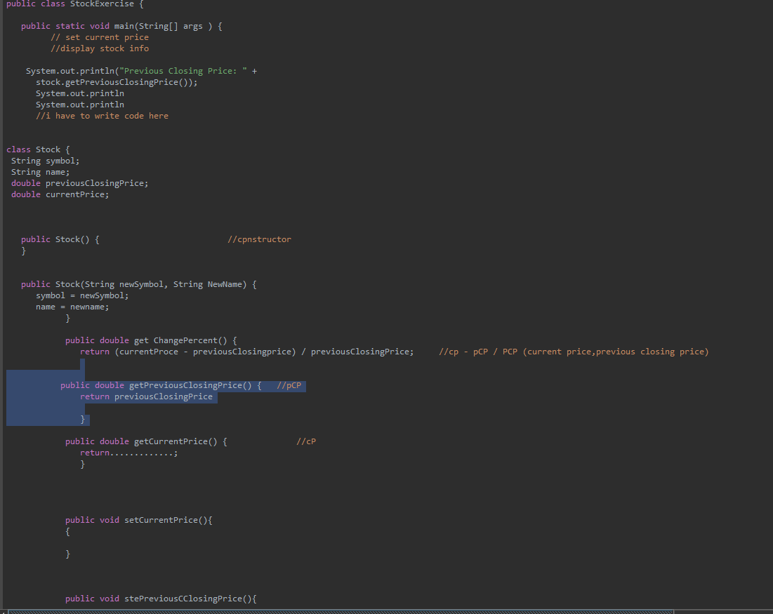  Above: The code I started Below is the unanswered question (code