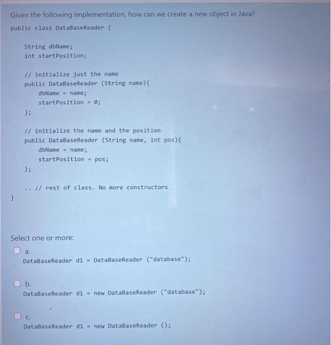 part of the signature of the method Select one: True False Given