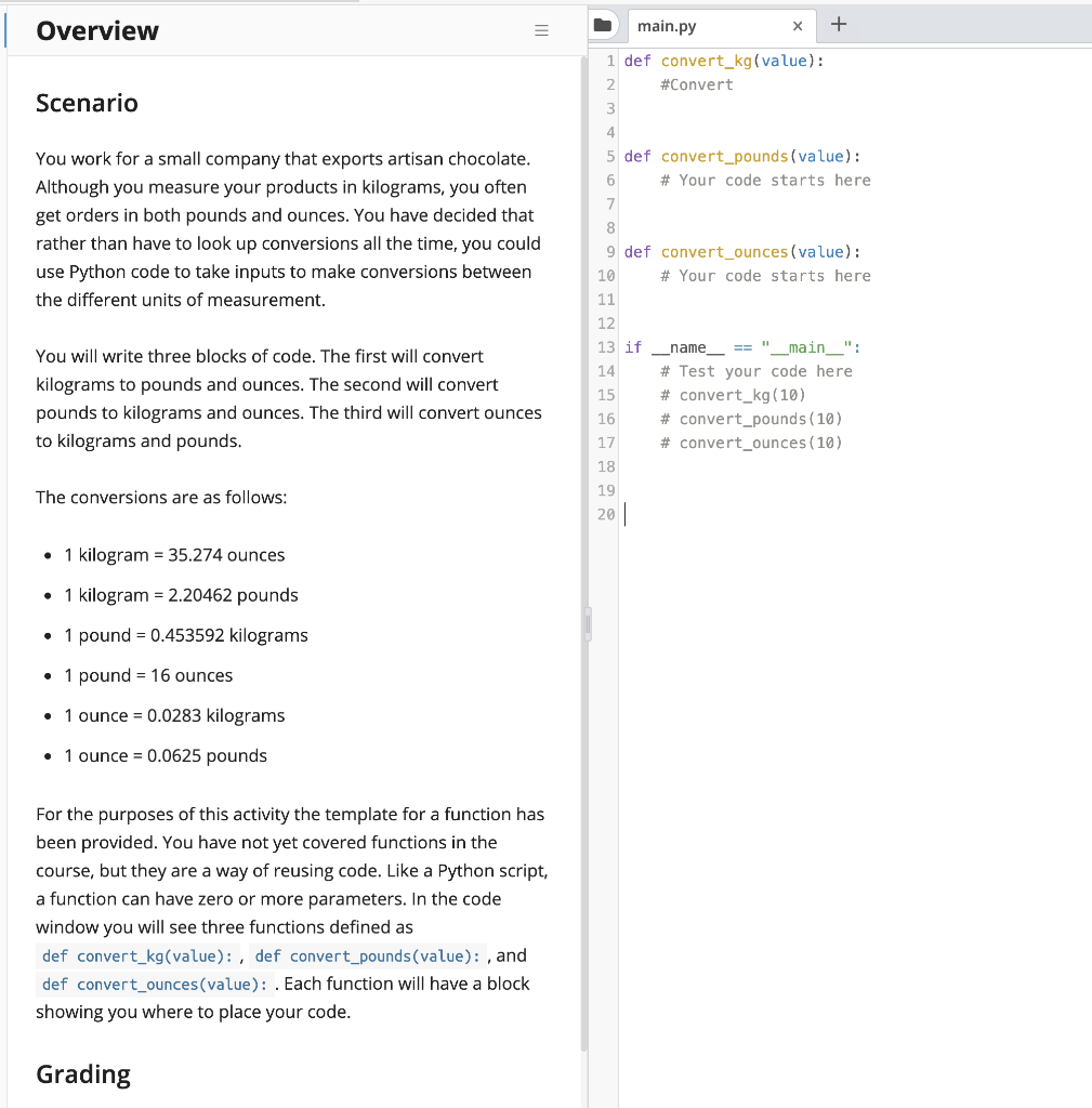  main.py | Overview + Scenario You work for a small company