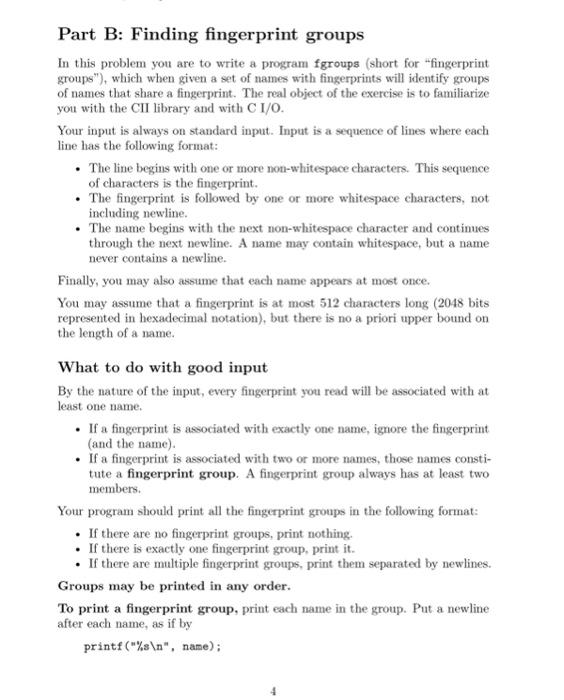 Answer this programming problem using C language with comments Part B: Finding