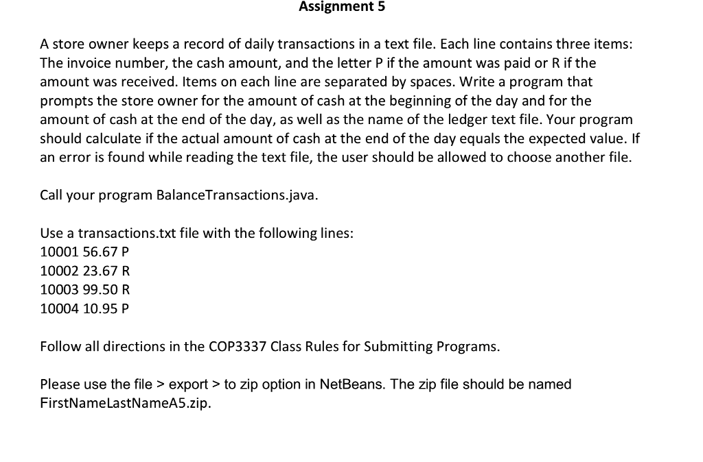  DO NOT COPY CODE ALREADY ON CHEGG!!! Assignment 5 A store