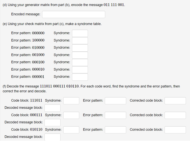 101100, 110010, 110101}. (a) What is the code length, message length, and