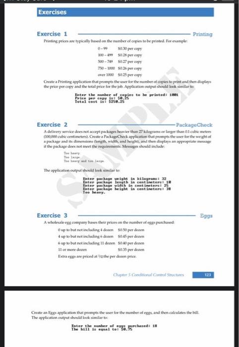  Exercises Exercise 1 - Printing Printing prices are typically based on