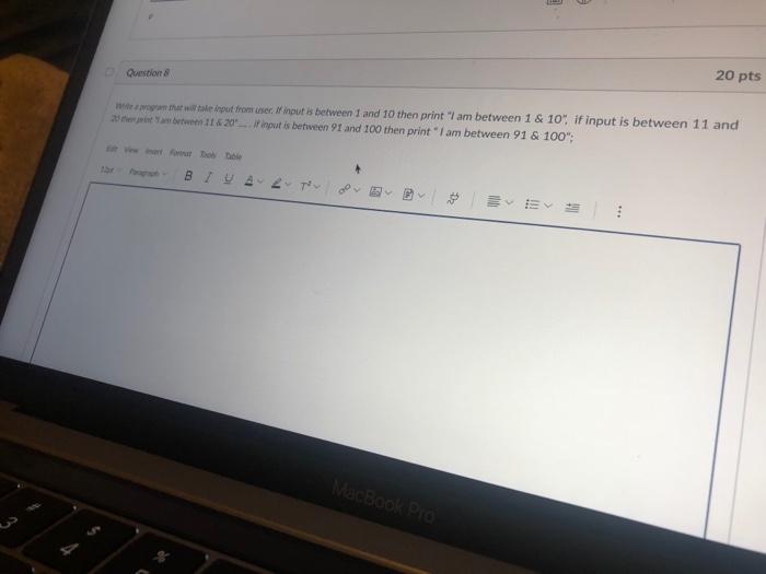  0 Question 20 pts part that will tale input from ser.
