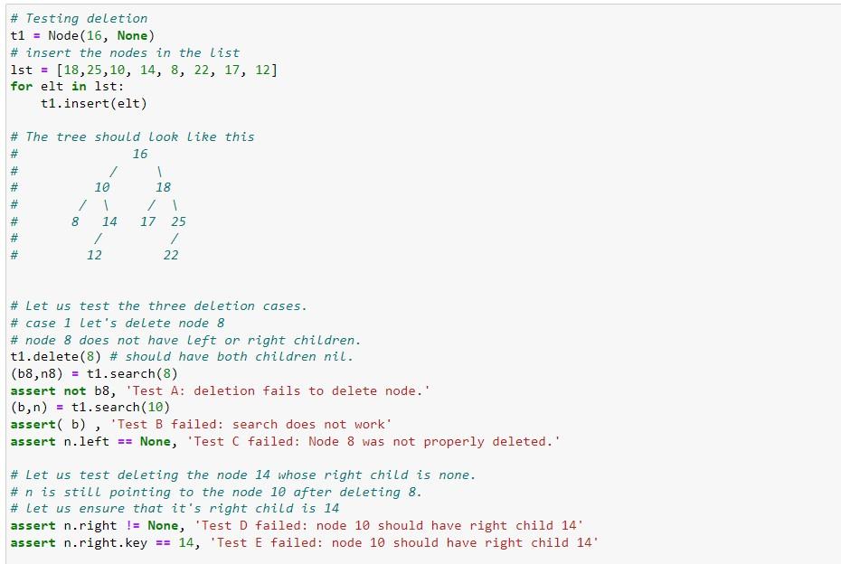 we were to insert the key subsequently. def search(self, key): if self.key