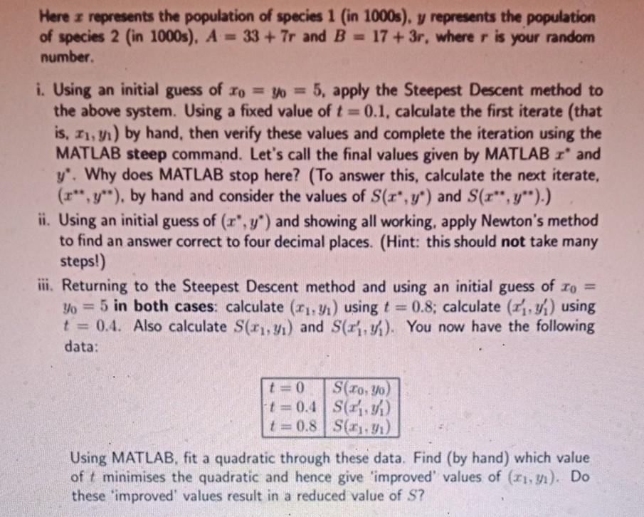 The size of these populations can be modelled by the following system