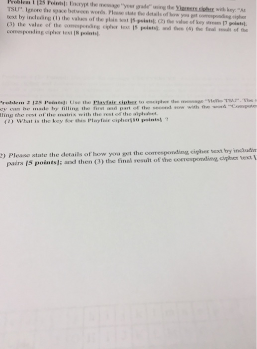  Encrypt the message "your grade" using the cipher with key. "At