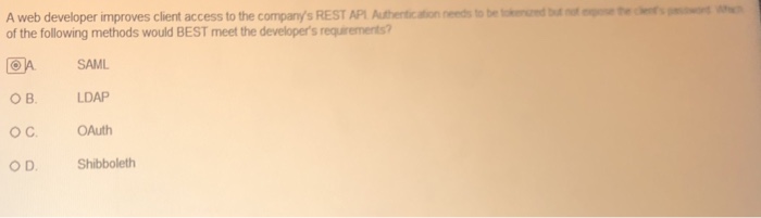  A web developer improves client access to the company's REST API