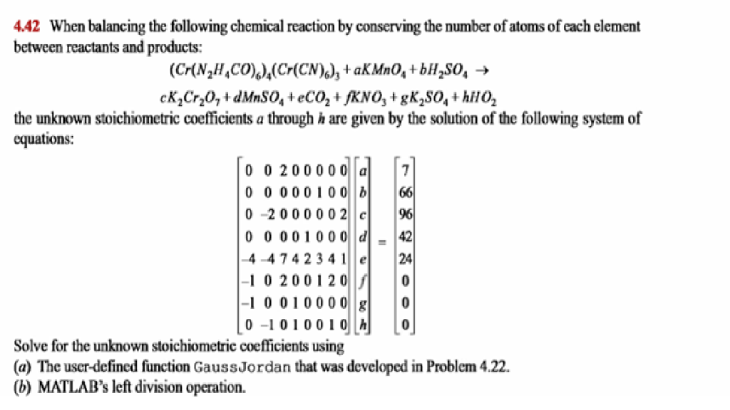 Please answer the following question using MATLAB 2018b only 442 When balancing
