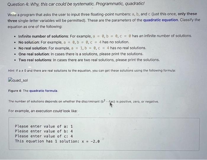 question 4 python fyi Question 4: Why, this car could be systematic.