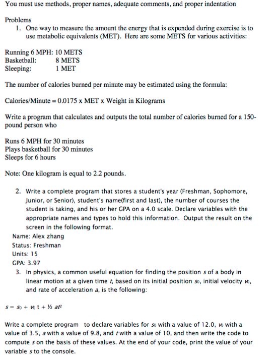 JAVA programming Please help. The instruction are below and also please try