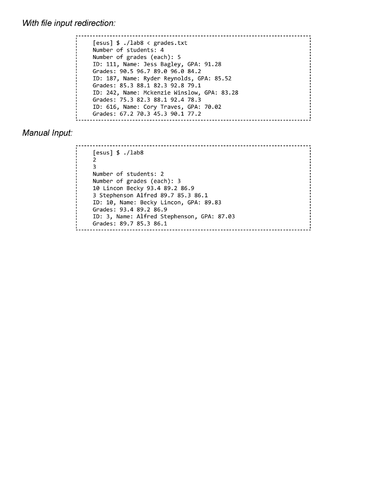 and store a set of student records. For each student, you will