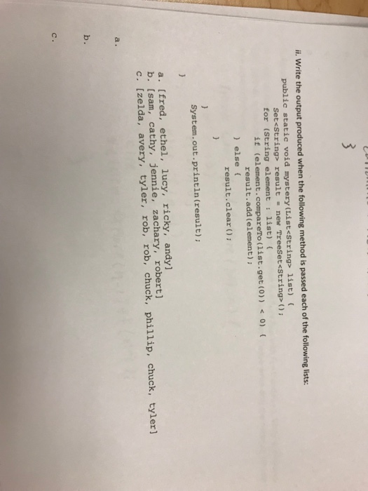  i Write the output produced when the following method is passed