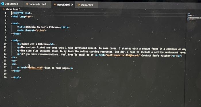 will continue to modify Jen's Kitchen assignment (from Week- 4). Make sure