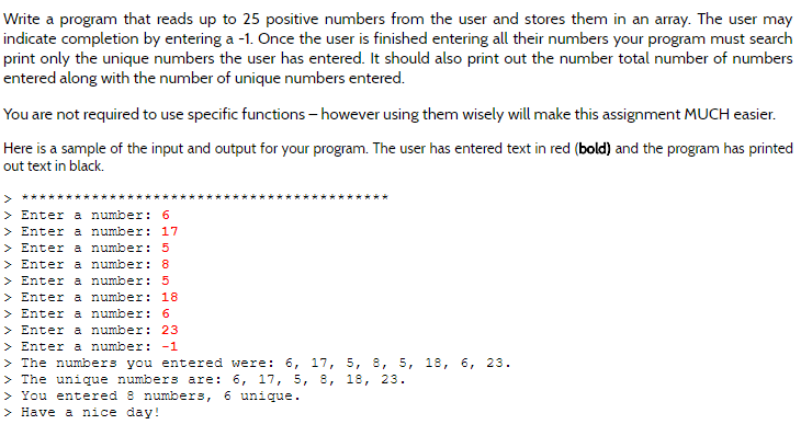  In C++ please! Write a program that reads up to 25