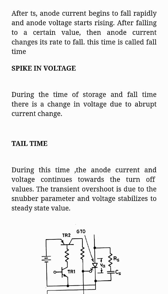 IN VOLTAGE During the time of storage and fall time there is