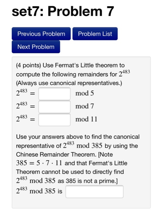  set7: Problem 7 Previous Problem Problem List Next Problem (4 points)