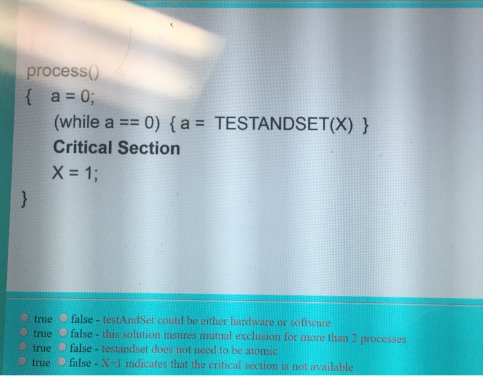  process() { a = 0: (while a == 0) {a =