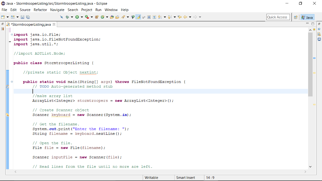 from a text file and puts them in an Array List in