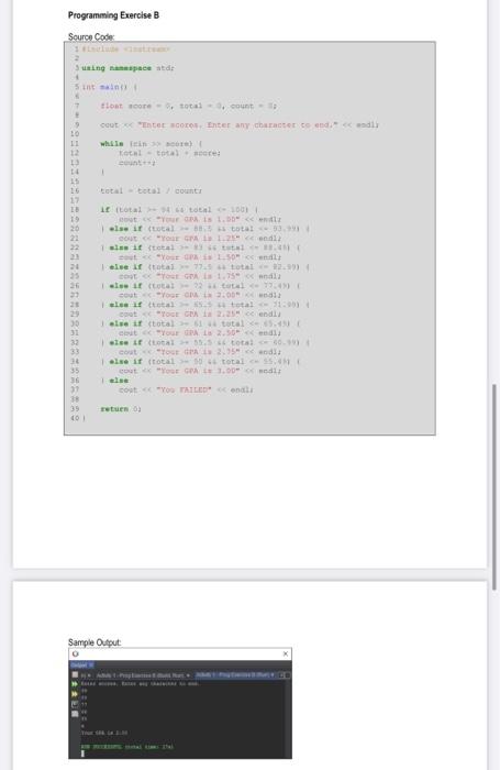 2. 3. Programming Exercise A Source Code: 1 include 2. include >