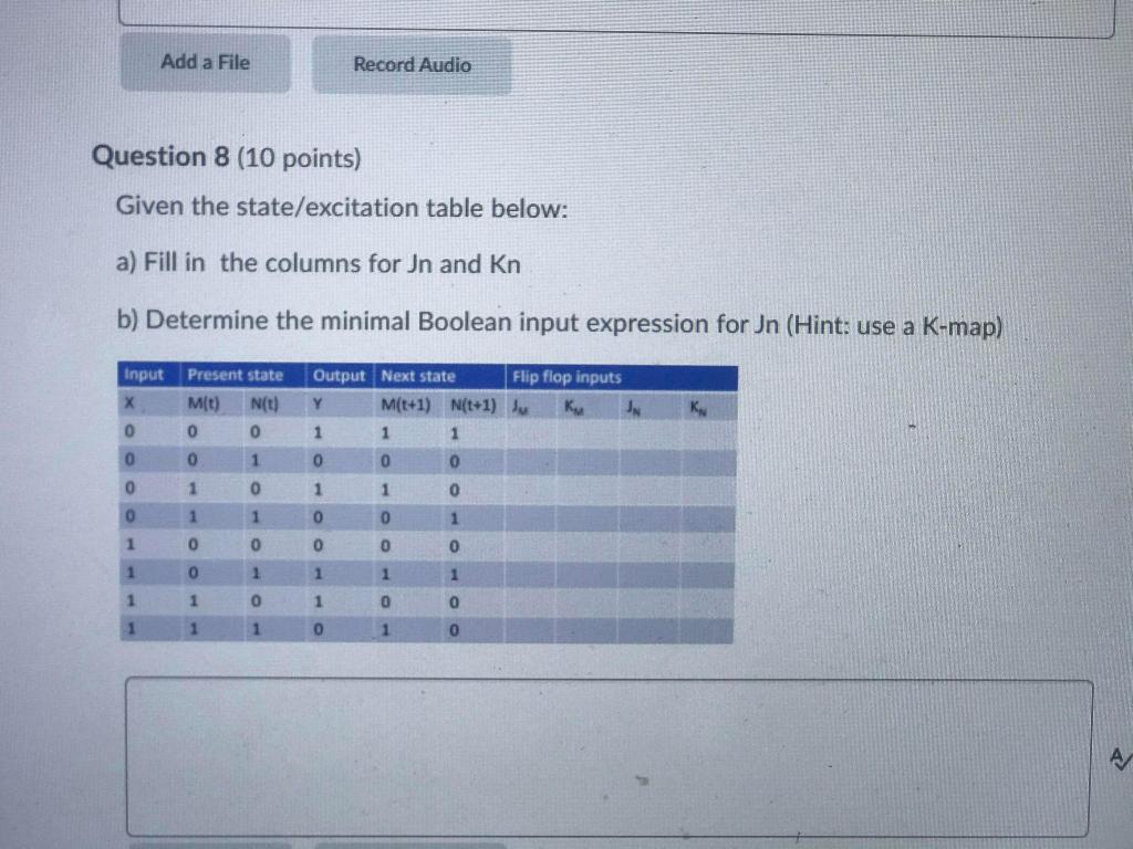 quick help with this Add a File Record Audio Question 8 (10