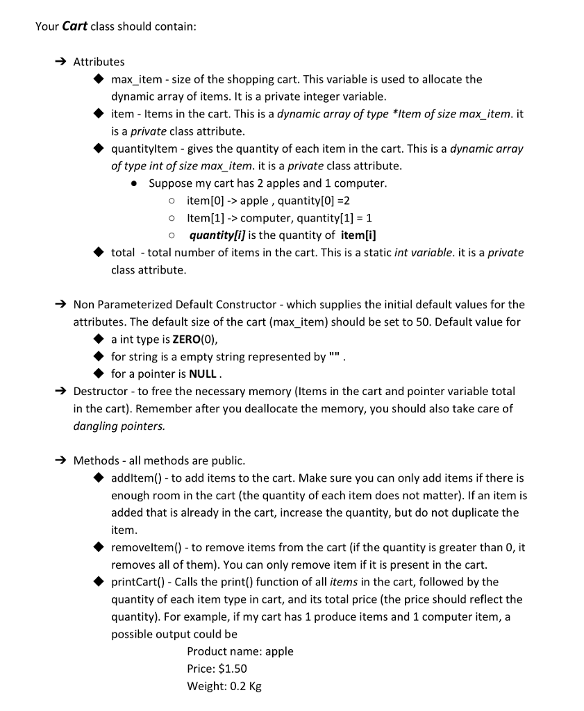 2) Item Not In Cart Exception 3) Full Cart Exception */ #include