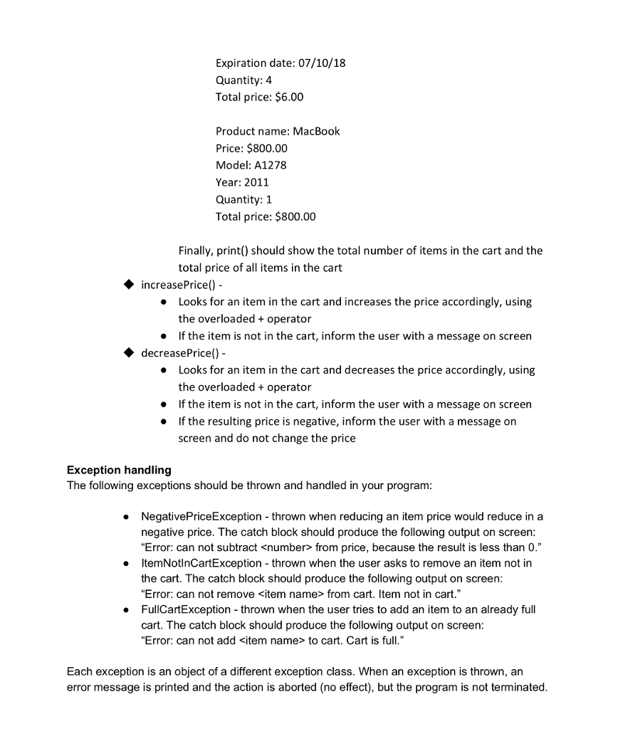 #include "Item.h" #include "Cart.h" #include "Produce.h" #include "Computer.h" #include "Clothing.h" using namespace