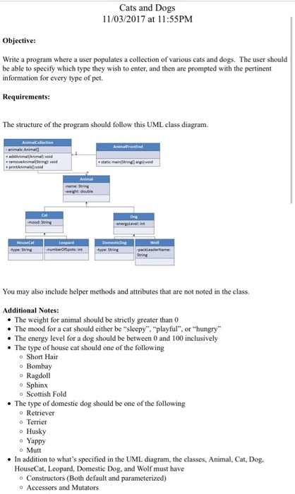  I NEED IT BY DRJAVA PROGRAM Cats and Dogs 11/03/2017 at