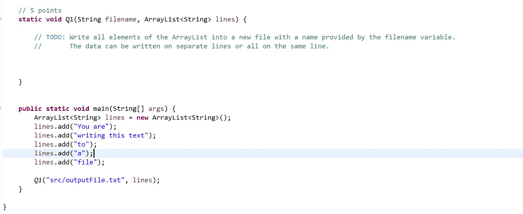 Java files question need to answer this question right! Static void Q1(String