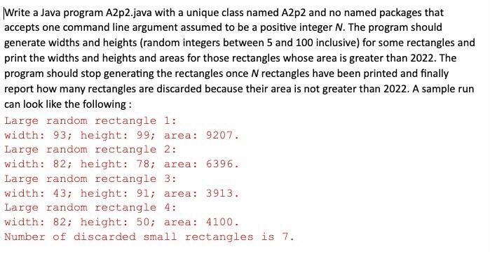  |Write a Java program A2p2.java with a unique class named A2p2